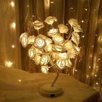 Beautiful Rose Flower Tree Shaped Indoor LED Table Lamp With USB Charging Cable